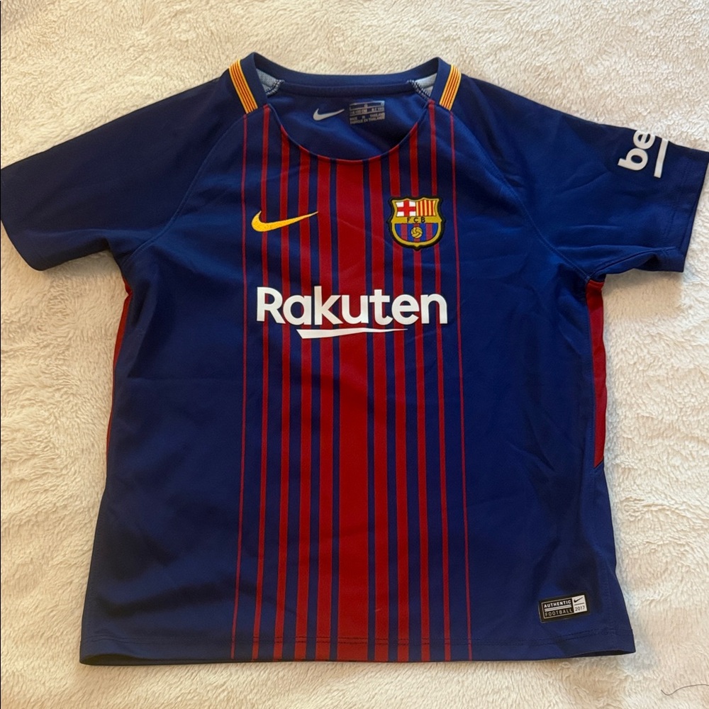 Nike Kids Barcelona Blue and Red Jersey, size Large, 6-7yrs